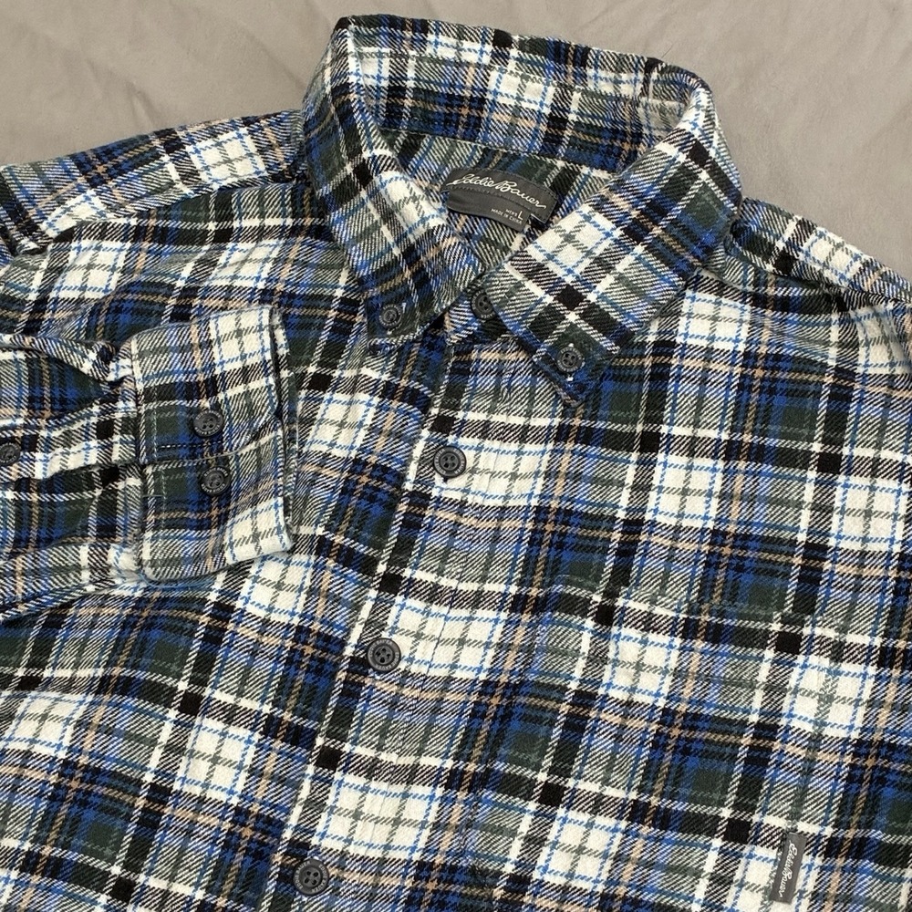 Eddie Bauer Heavy Flannel Shirt Mens Large Plaid Flannel Classic Fit